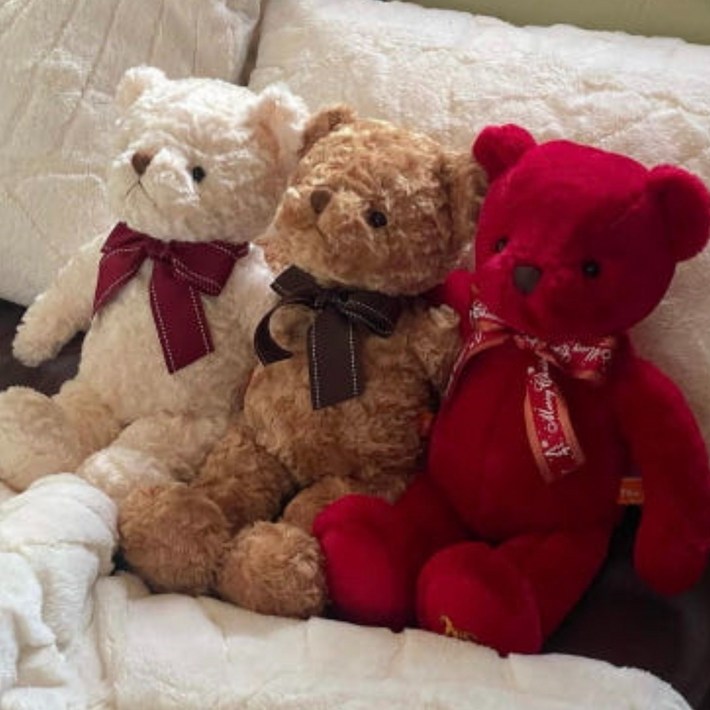 더샵토이 핸드메이드 테디베어 곰인형 러블리베어 브라운, 크림, 레드곰 48cm 58cm 75cm, 크림, 1개, 58.5cm