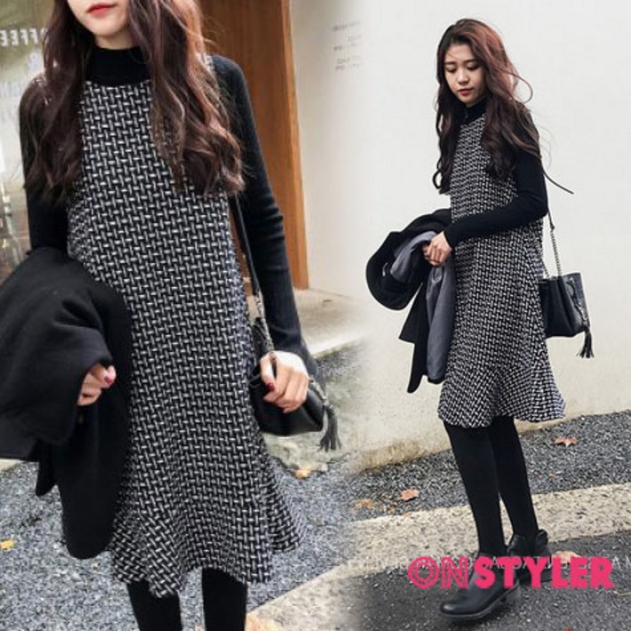 온스타일러 크로스 레이어드 모직원피스 하객원피스 온스타일러 크로스 레이어드 모직원피스 하객원피스