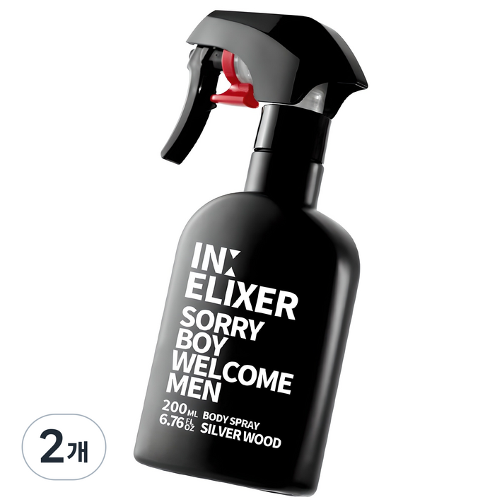 이넬릭서 바디스프레이 남자 향수 실버우드 향, 200ml, 2개