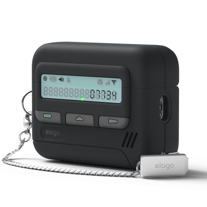 엘라고 에어팟 프로3 삐삐 스트랩 케이스, 블랙, 1개, 단일상품