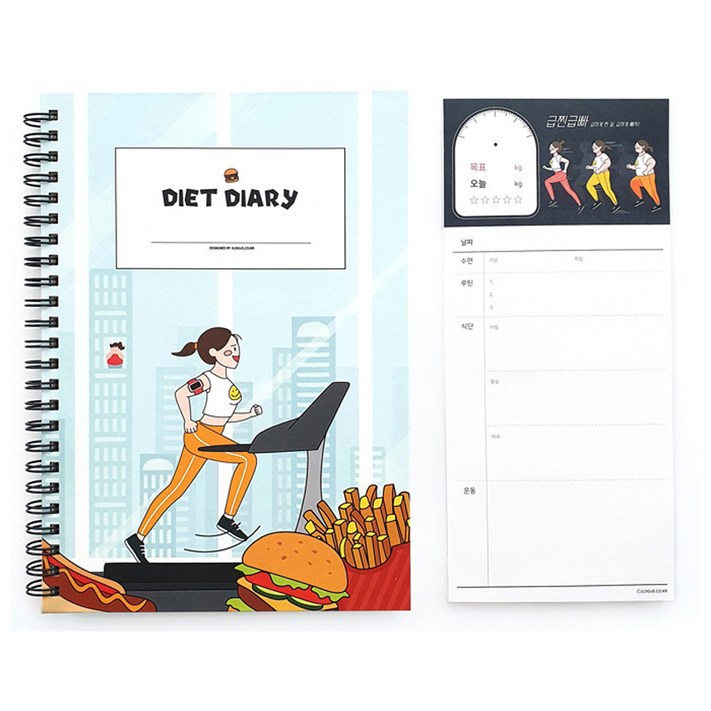 제이로그 굿에프터눈 다이어트 완전정복 다이어리  떡메모지 세트, 혼합색상, 1개