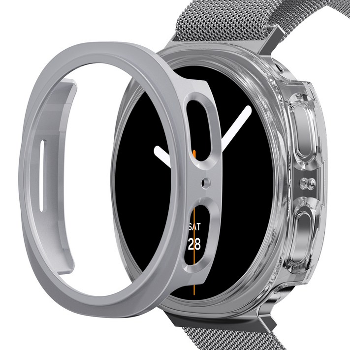 칸탐 갤럭시워치 하드 케이스 11, 투명  실버, 2개