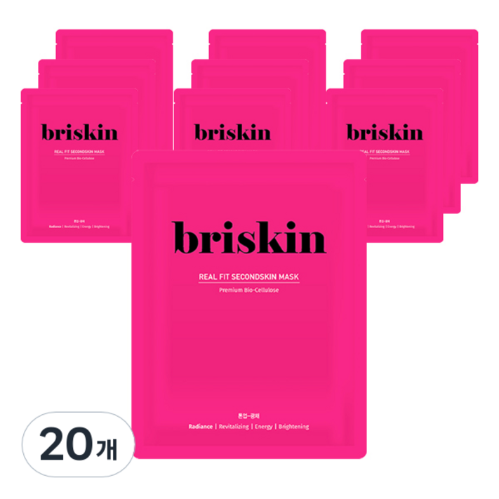 브리스킨 리얼 핏 세컨드스킨 광채 시트 마스크, 1개입, 20개