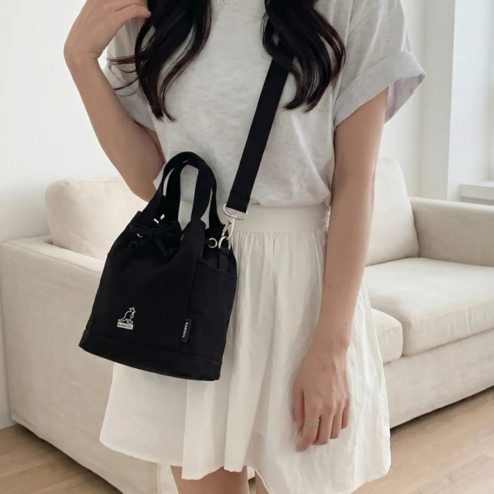 백화점 정품 캉골 캔버스 미니 버킷백 여성 귀여운 버켓백 숄더백 크로스백