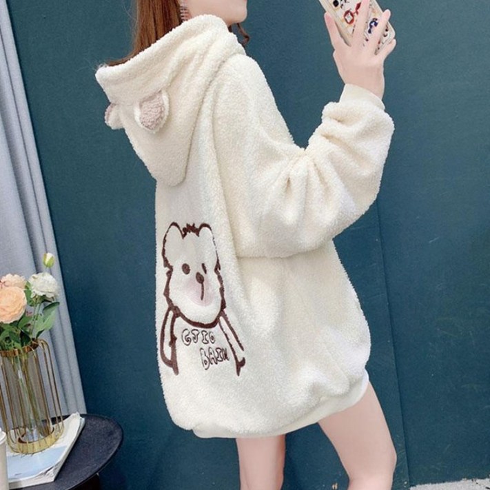 세인트이브 N9979 M2XL 곰돌이 귀여운 뽀글이 후드티