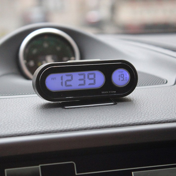차량용 부착식 LED시계온도계 대쉬보드 자동차시계