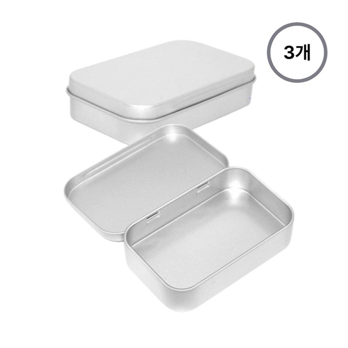 111 미니틴케이스 3P 사각 일체형 9.5x6x2.1cm, 3개, 실버