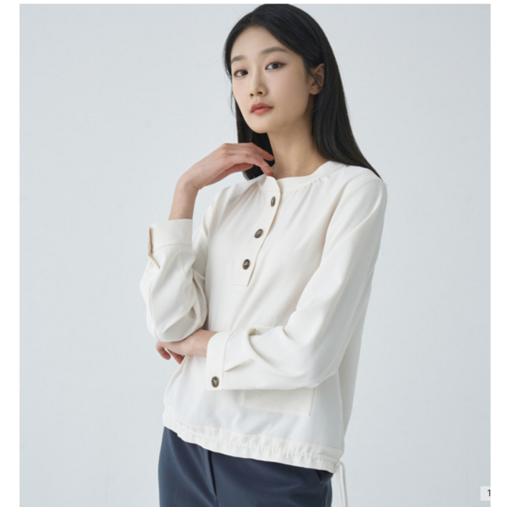 지센창원여성 피어로즈 밴드넥 블루종 블라우스 LFWSO291