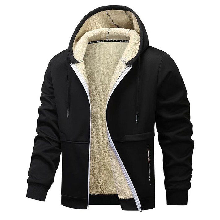 남성용 두껍고 따뜻한 플리스 후드 스웨트셔츠 캐주얼 스포츠 멀티컬러 지퍼 재킷 후드티