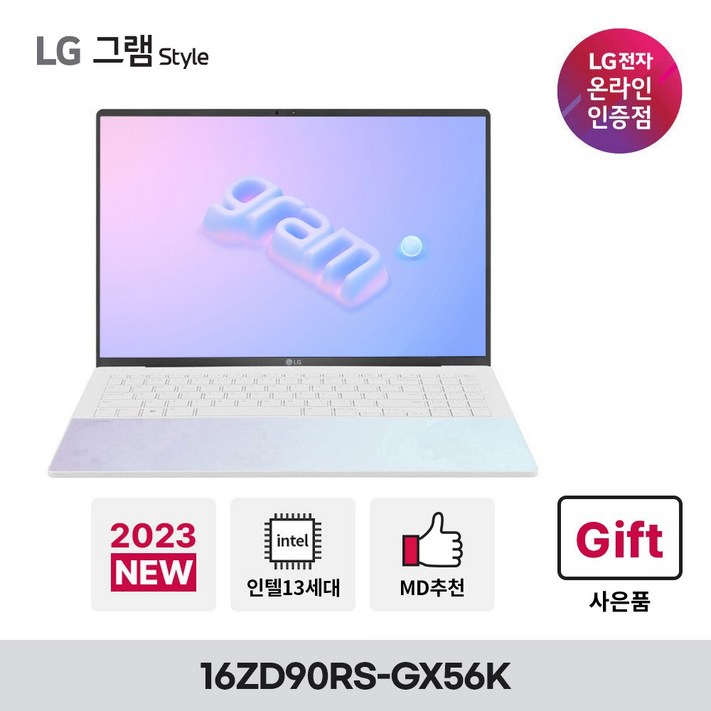 LG전자 2023 새로운 그램 스타일 16ZD90RSGX56K 13세대 i5 초고해상도 사무용 노트북, 16ZD90RSGX56K, Free DOS, 16GB, 512GB, 코어i5, 오로라 화이트 LG전자 2023 새로운 그램 스타일 16ZD90RSGX56K 13세대 i5 초고해상도 사무용 노트북, 16ZD90RSGX56K, Free DOS, 16GB, 512GB, 코어i5, 오로라 화이트