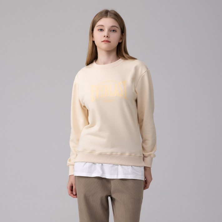 에버라스트 여성 맨투맨 숏 레이어드 티셔츠