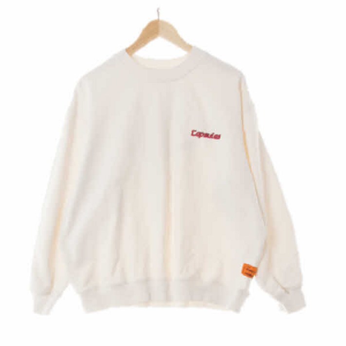 0037 스튜디오톰보이 크림 면 레터링에센셜크루넥맨투맨 Free