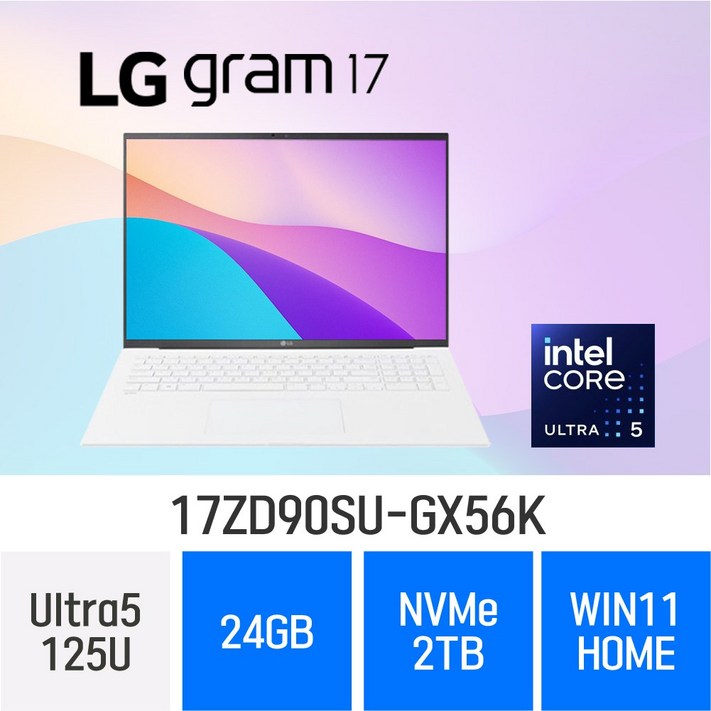 LG전자 2024 그램17 17ZD90SUGX56K, 17ZD90SUGX56K, WIN11 Home, 24GB, 2TB, 스노우화이트