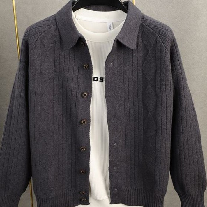 해피유통니트 아우터 남자 가디건 빈티지 봄가을 카라 캐주얼 스웨터LWJ