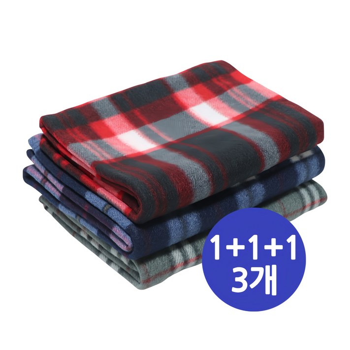 폴라폴리스 체크 무릎 담요 레드 블루 그레이 111