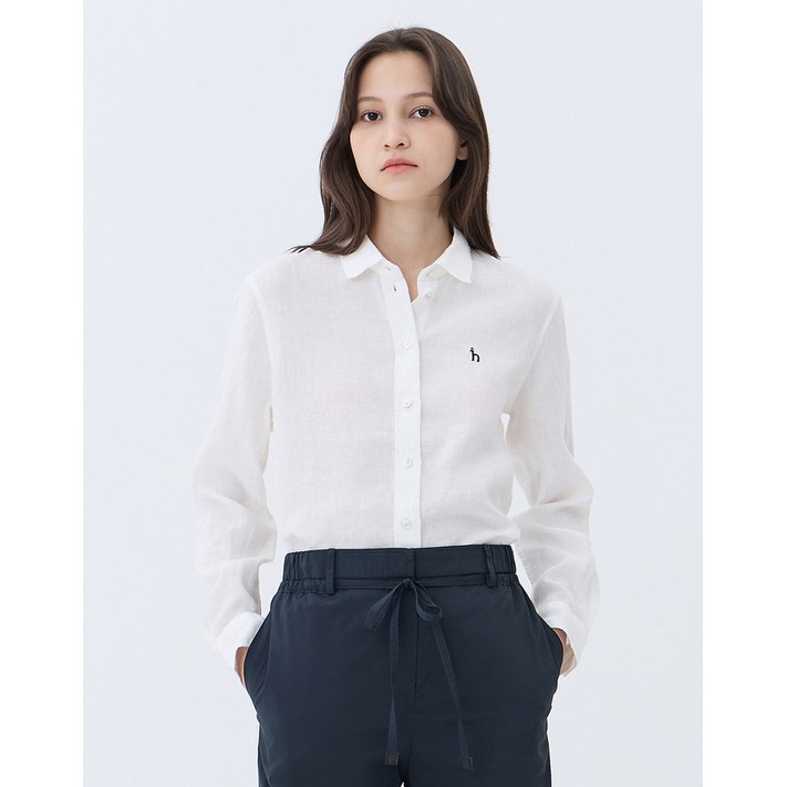 24SS BEST린넨100스테디셀러화이트 린넨 긴팔셔츠 WSSH4BS05WT