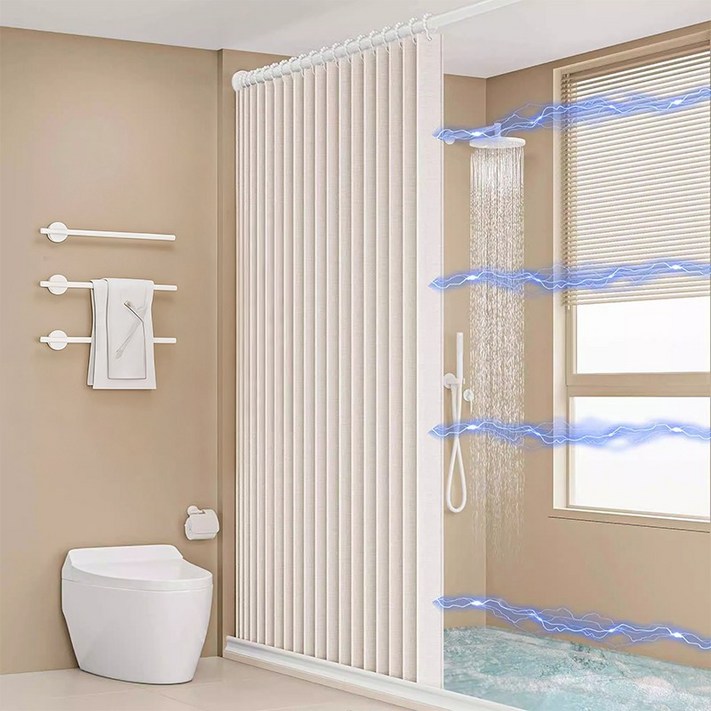 LA DERIVE 고급 패브릭 방수 샤워 커튼 양쪽 자기흡입 프라이버시 욕실 방수 원단