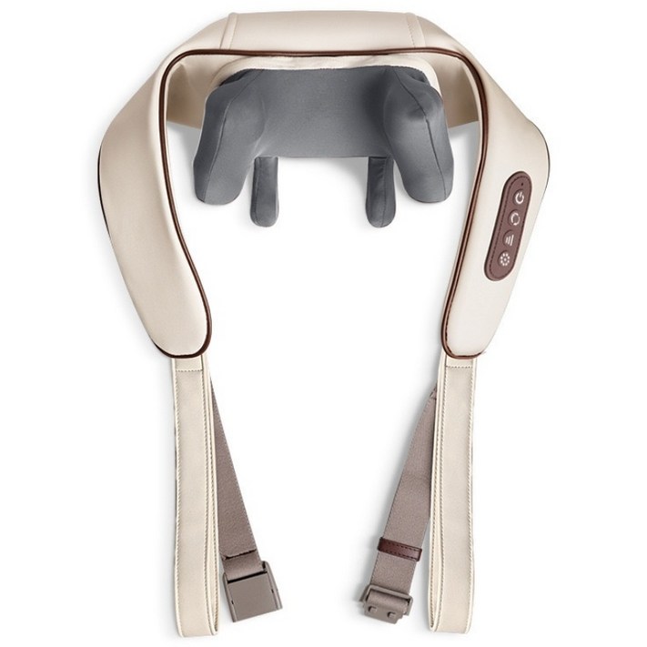 무선 온열 목 어깨 마사지기 3D 텐션 안마기 승모근 지압기 허리 마사지기, 베이지, 1개