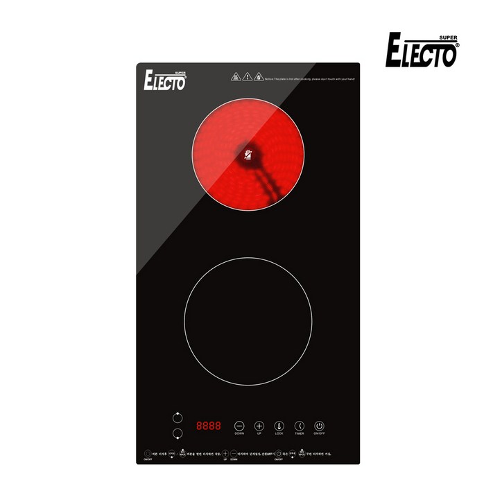 엘렉토 2구 인덕션 하이브리드 전기레인지 매립및이동형 HJHD3000 세로형, HJHD3000