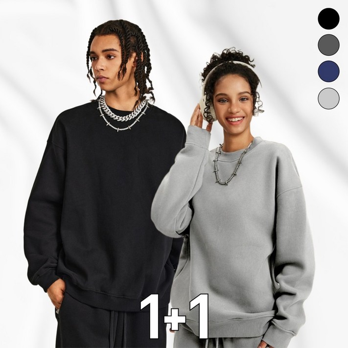 11 마할로 핏미쳤 무지 맨투맨 남녀공용 루즈핏 긴팔티