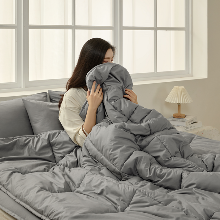 KURUA 먼지없는 알러지케어 이불 세트 사계절 항균 워싱 이불패드베개커버 세트