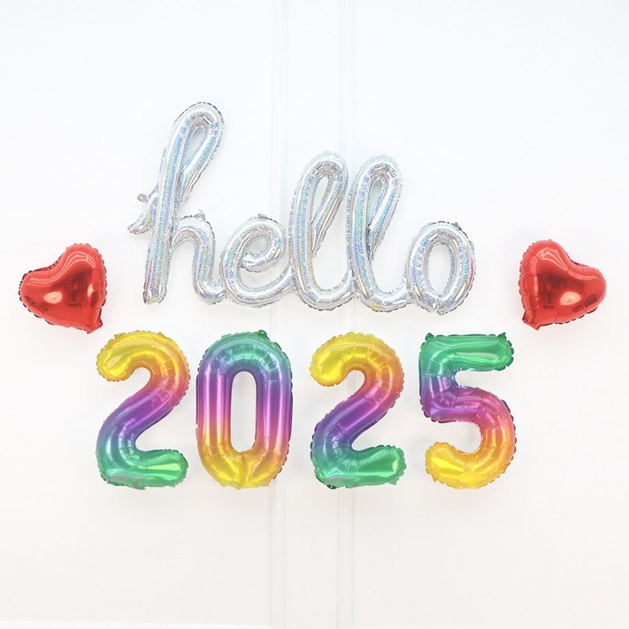 파티짱 hello 2025 하트 풍선 세트 소문자 신년회 연말파티 해피뉴이어, 실버레인레드 파티짱 hello 2025 하트 풍선 세트 소문자 신년회 연말파티 해피뉴이어, 실버레인레드