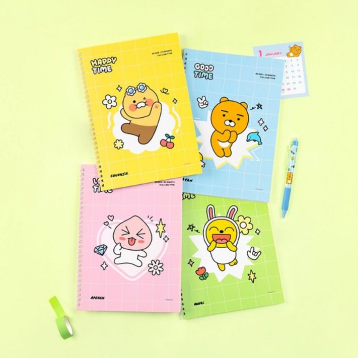 카카오프렌즈 세이치즈 신학기 스프링 노트 1500 1묶음 10권, 춘식이, 1세트