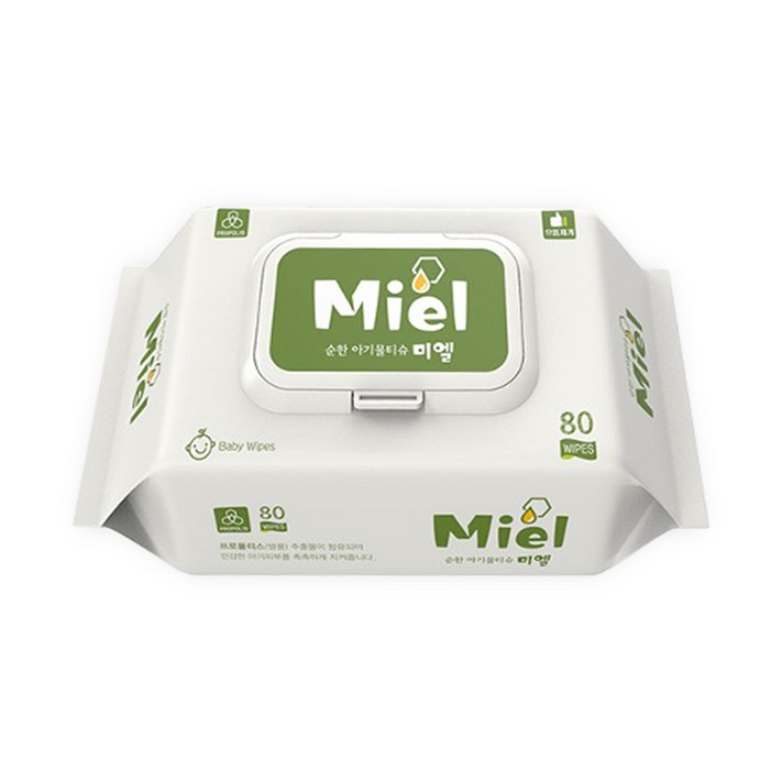 미엘 화이트 아기 유아 물티슈 80매 20팩, 80개입, 20개