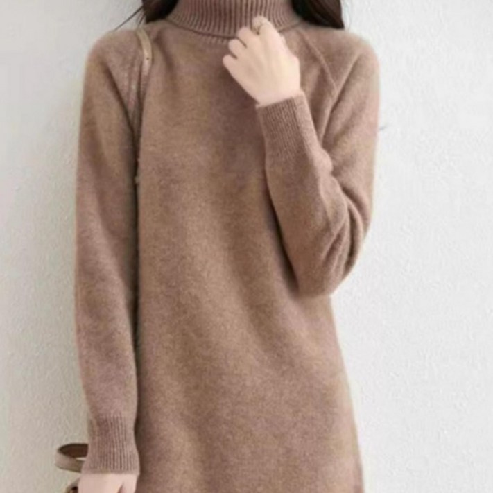여성 루즈핏 니트원피스 하이넥 긴팔 니트 원피스 롱원피스 겨울 간절기
