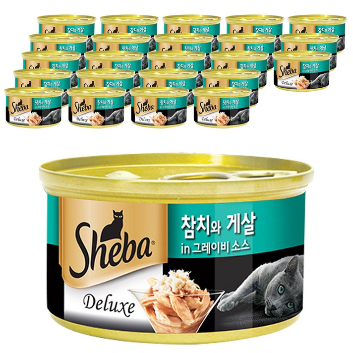쉬바 반려묘용 간식 캔, 참치 게살 혼합맛, 85g, 24개