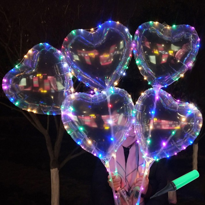 젤루나 3단 빛조절 LED 모양 풍선 불빛  손펌프 세트 LG07