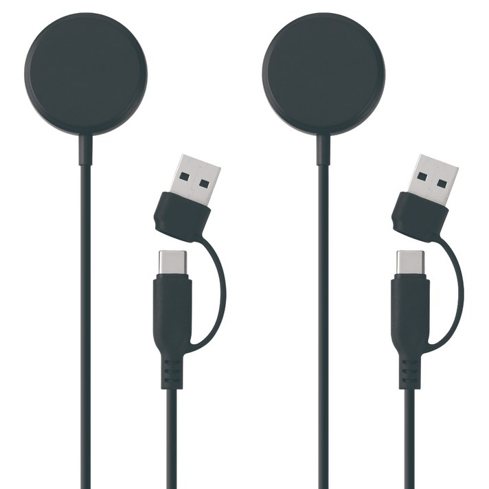 지파워 갤럭시 워치 충전기 USBAC 겸용 1m, 블랙, 2개