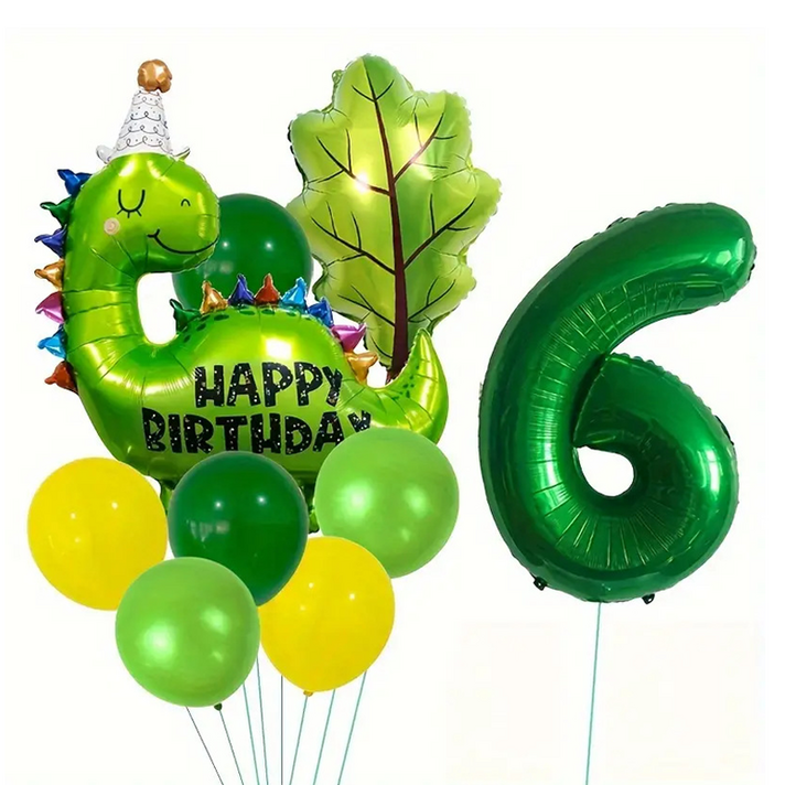 일상속반짝 생일 축하 공룡이벤트 풍선 세트 6살, 혼합색상, 1세트