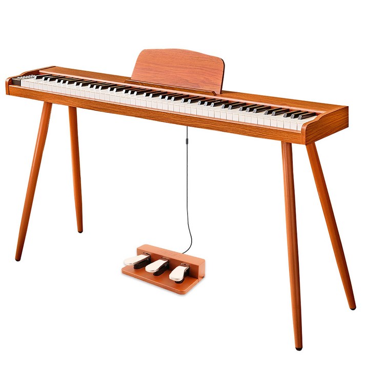 토이게이트 교습 입문용 해머 스타일 88건반 전자 디지털 피아노 스탠드 트리플 페달 MIDI 케이블 건반 음표 스티커, 브라운, 1개, 해머 우드스타일 WD01