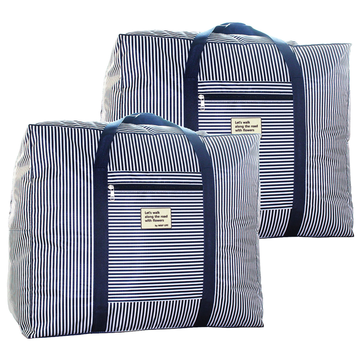 엠엔피라이프 옥스포드 이불정리함 대형, 스트라이프네이비, 2개