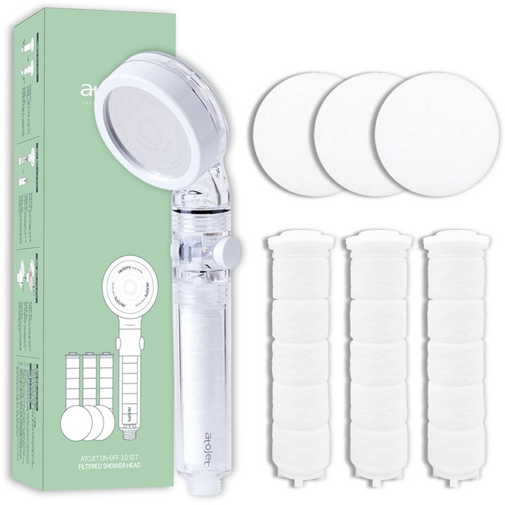 아토젯 온오프 샤워기  리필필터 바디 3개  헤드 3개 세트
