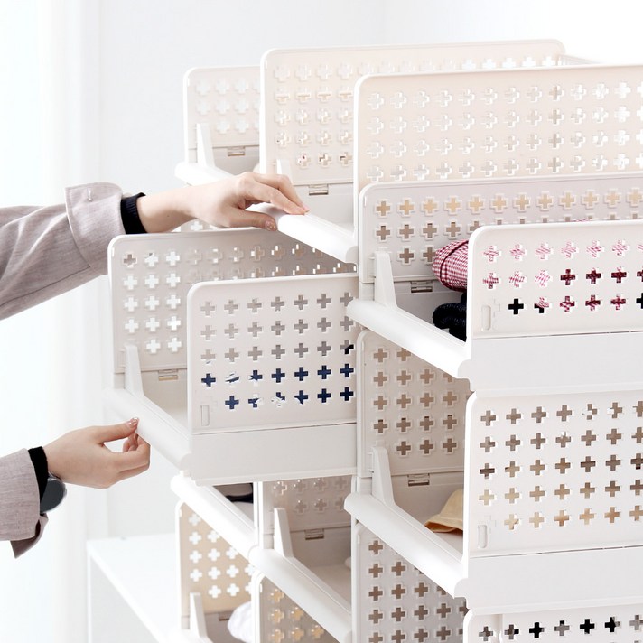 올리빙 국내 제조 크로스 접이식 슬라이딩 리빙박스