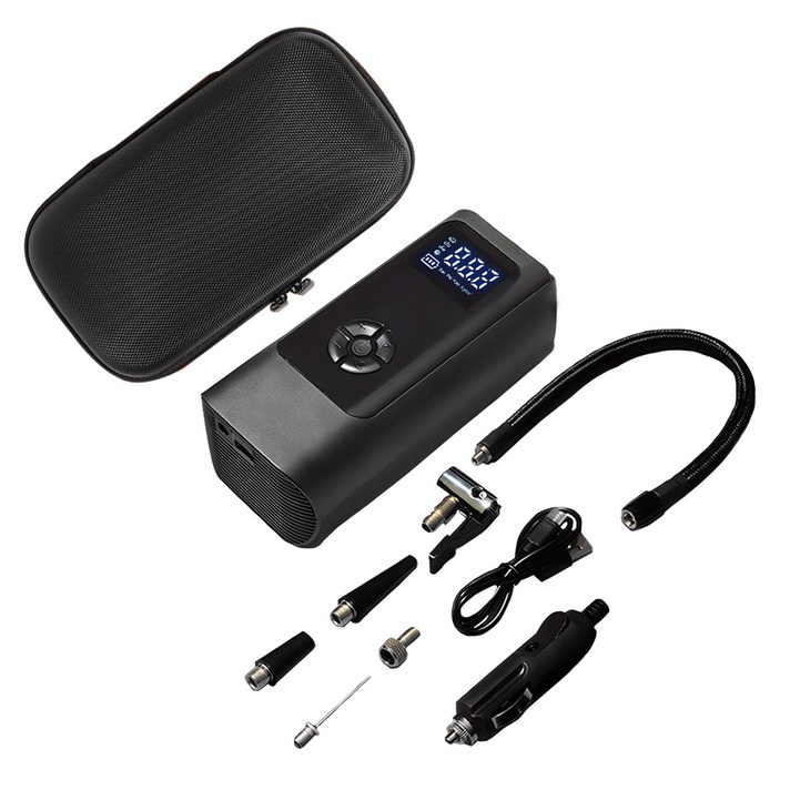 메이튼 휴대용 올인원 에어펌프 6000mAh 30cm연장선, 1세트, 블랙 메이튼 휴대용 올인원 에어펌프 6000mAh 30cm연장선, 1세트, 블랙