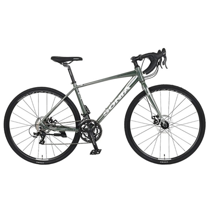 자전거로드 소니아 고급 알루미늄 16단 듀얼변속 디스크 브레이크 로드 자전거 미조립 510mm SR-1200D, 메탈그레이, 170cm