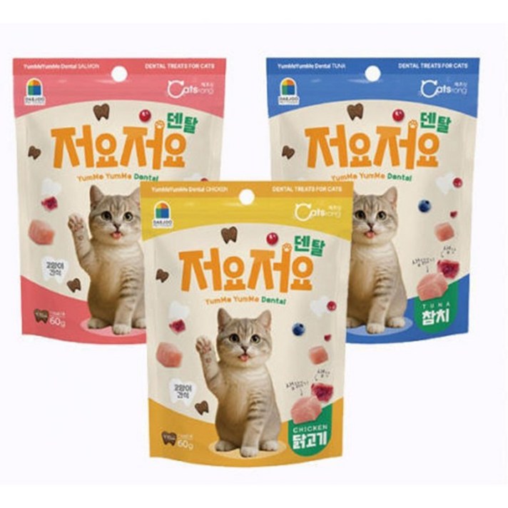 캐츠랑 저요저요 덴탈 이빨과자 닭고기 연어 참치, 닭고기, 60g, 1개