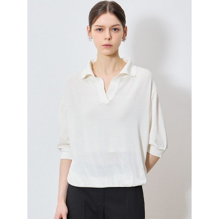 쉬즈미스 품격있는 오픈 카라 니트 탑 택가격 138000원