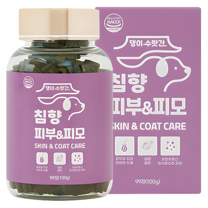 강아지 피부병 곰팡이성 피부염 피부영양제 발습진 아토피 모낭충 댕이수랏간 침향 피부피모 100g, 1개, 피부피모, 99정 강아지 피부병 곰팡이성 피부염 피부영양제 발습진 아토피 모낭충 댕이수랏간 침향 피부피모 100g, 1개, 피부피모, 99정
