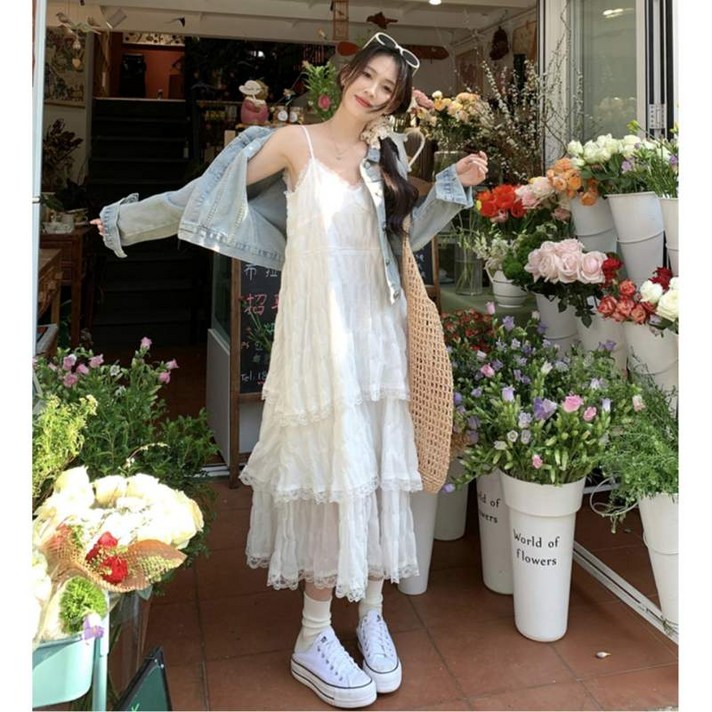 봄 신상 러블리 쉬폰 롱원피스 체형커버  빅 사이즈 M, L, XL ,2XL