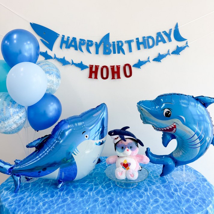 쏙쏙마켓 상어 생일파티 풍선 가랜드 홈파티 세트, 1세트, 상어 바다 세트 쏙쏙마켓 상어 생일파티 풍선 가랜드 홈파티 세트, 1세트, 상어 바다 세트