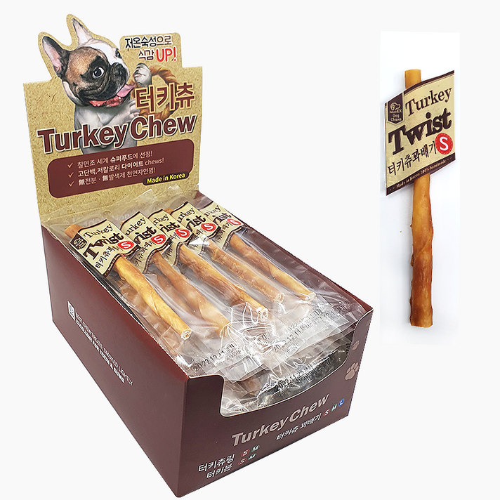 터키츄 링꽈배기 사이즈별 애견수제간식 네츄럴이엑스, 터키, 13g, 25개