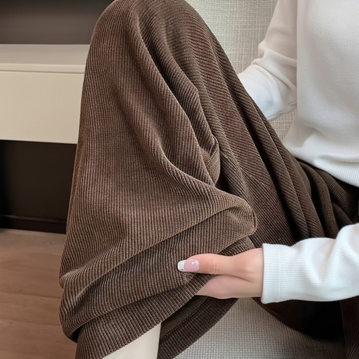 티즈데이 여성 기모 코듀로이 와이드 팬츠