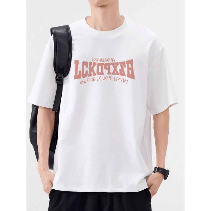 그래픽 매장 티셔츠 남성 빈티지 스타일의 티셔츠, 루즈한 라운드넥 반팔, 시즌 캐주얼 스트리트웨어