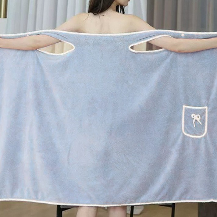 마켓플랜 리본 포켓 소프트 목욕 가운 타월