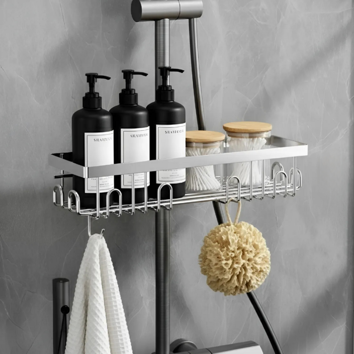 제네시픽 샤워기선반 무타공 샤워봉 샴푸거치대