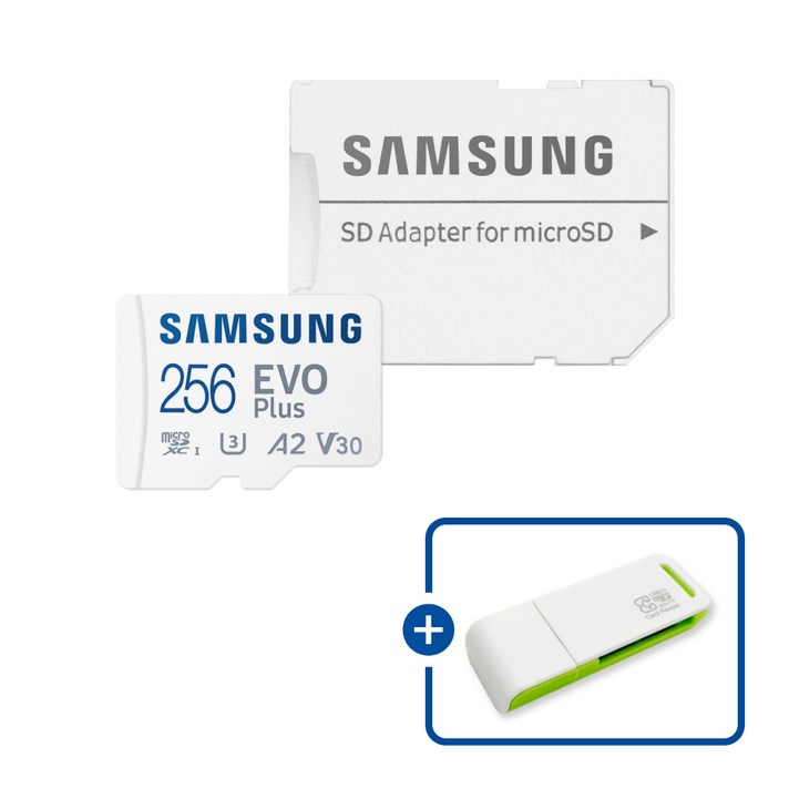 삼성전자 공식인증 정품 마이크로SD카드 EVO PLUS MBMC256SAKR 이엘 연두 카드 리더기 USB2.0 2in1, 1개 삼성전자 공식인증 정품 마이크로SD카드 EVO PLUS MBMC256SAKR 이엘 연두 카드 리더기 USB2.0 2in1, 1개